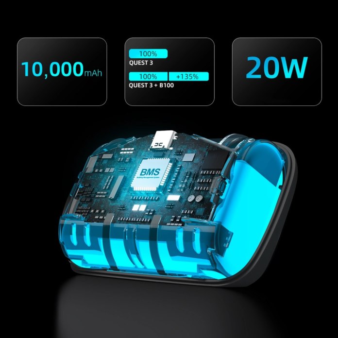 Elektronika znajdująca się w baterii BoboVR B2 dołączonej do zestawu z paskiem odciążającym BoboVR S3 Pro
